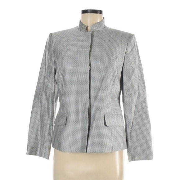 talbots 6 6p s silk blazer jacket classic silver gray quiet luxury minimalist s - Picture 1 of 5